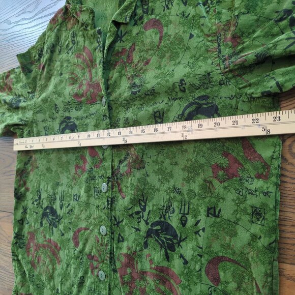 Vintage Tianello Green Womens Blouse XS 100% Tencel Button Front Asian Inspired - Picture 12 of 16